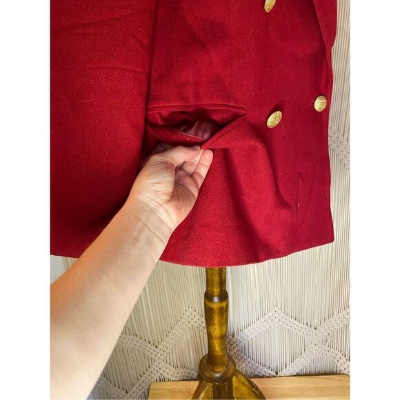Stephanie Andrews Womens Suit Jacket Blazer Double Breasted Red Size 10P - Picture 7 of 7